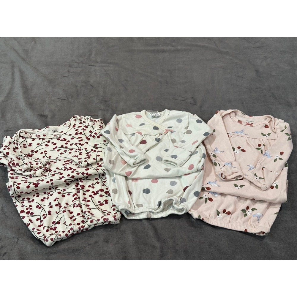 Carters Touched by Nature Baby Sleeper Gown Bundle 3M 0-6M Floral Polka Dot Set